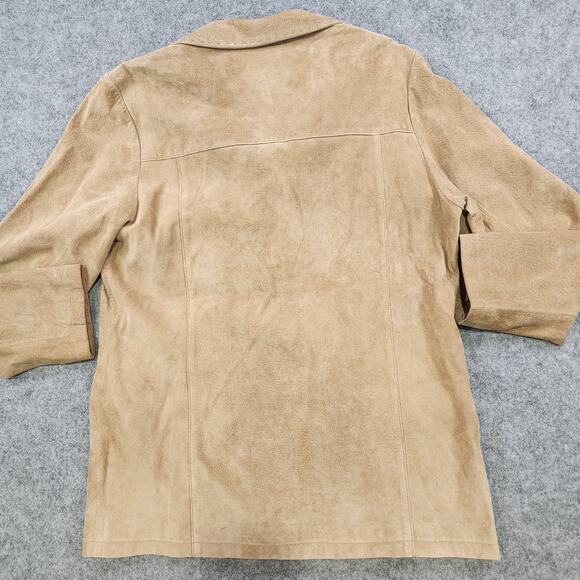 Eddie Bauer Suede Jacket Womens Medium Tan Leather Western Washable Coat Pockets - Picture 14 of 16